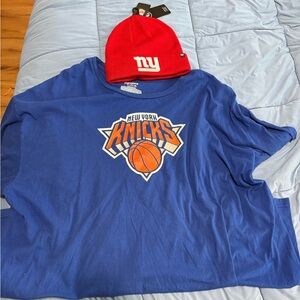 4xl new York Knicks t shirt by fanatics and ny giants nwt winter beanie
